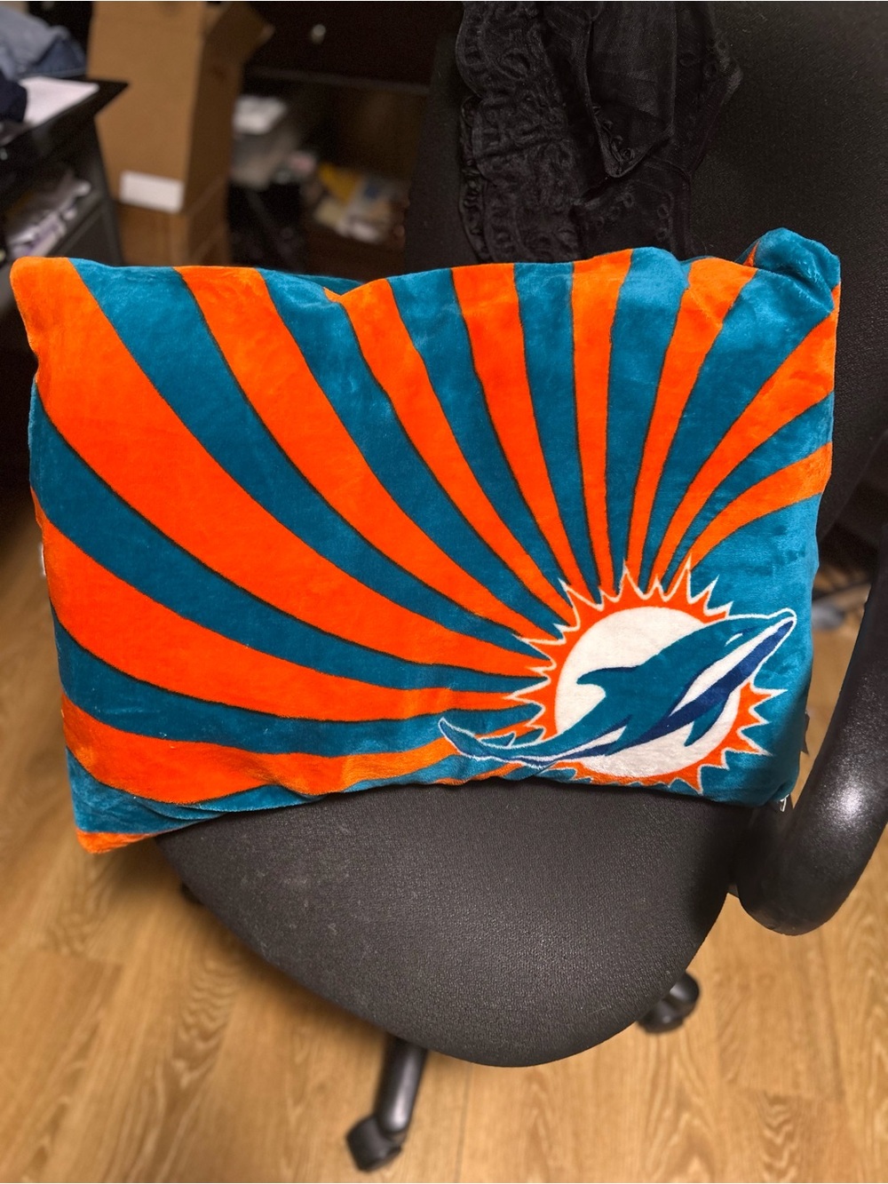 Miami Dolphins Plush Accent Pillow - Teal and Orange